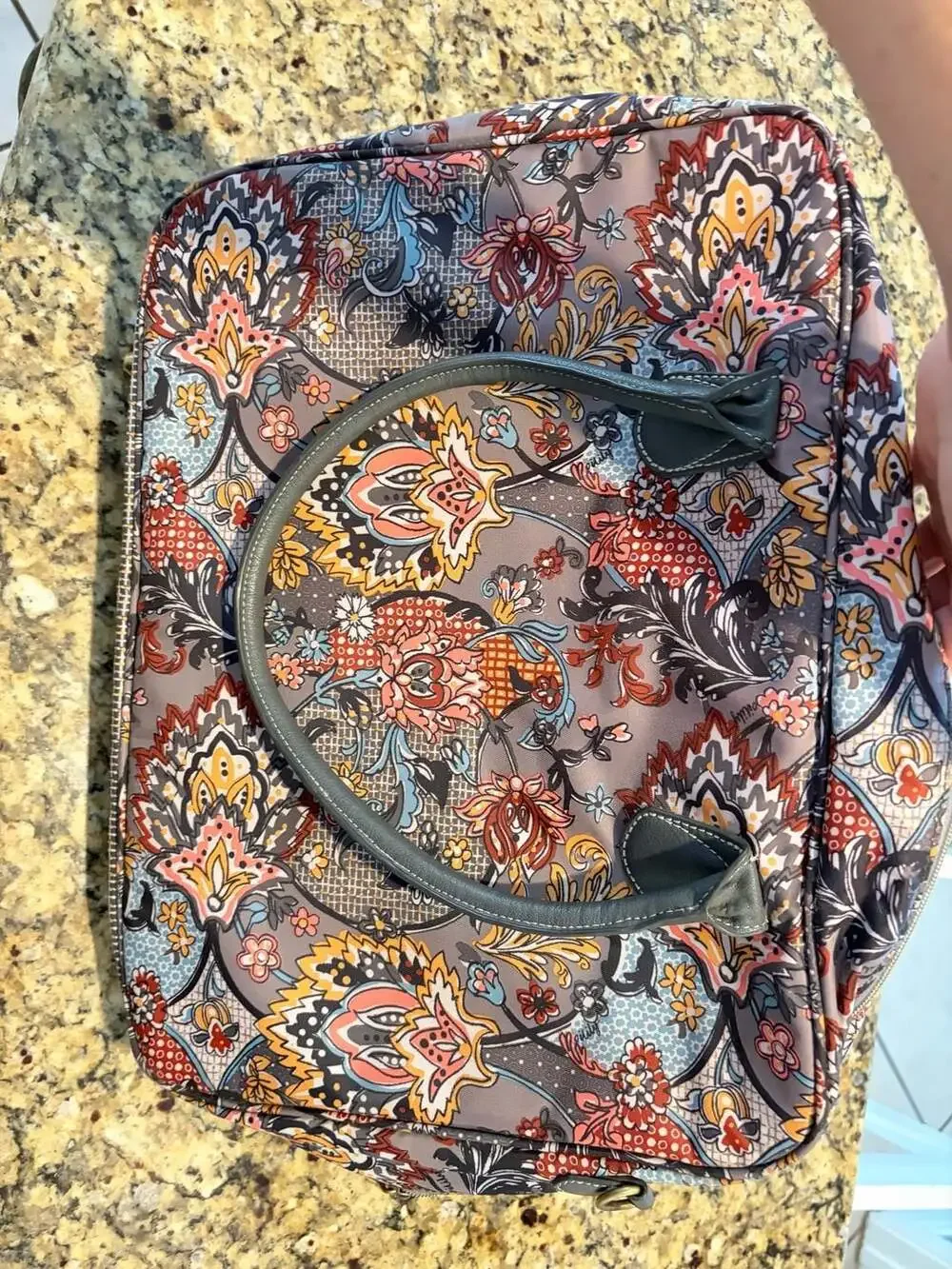 Oilily Paisley Floral Print Padded Laptop Bag Travel Work Briefcase BOHO
